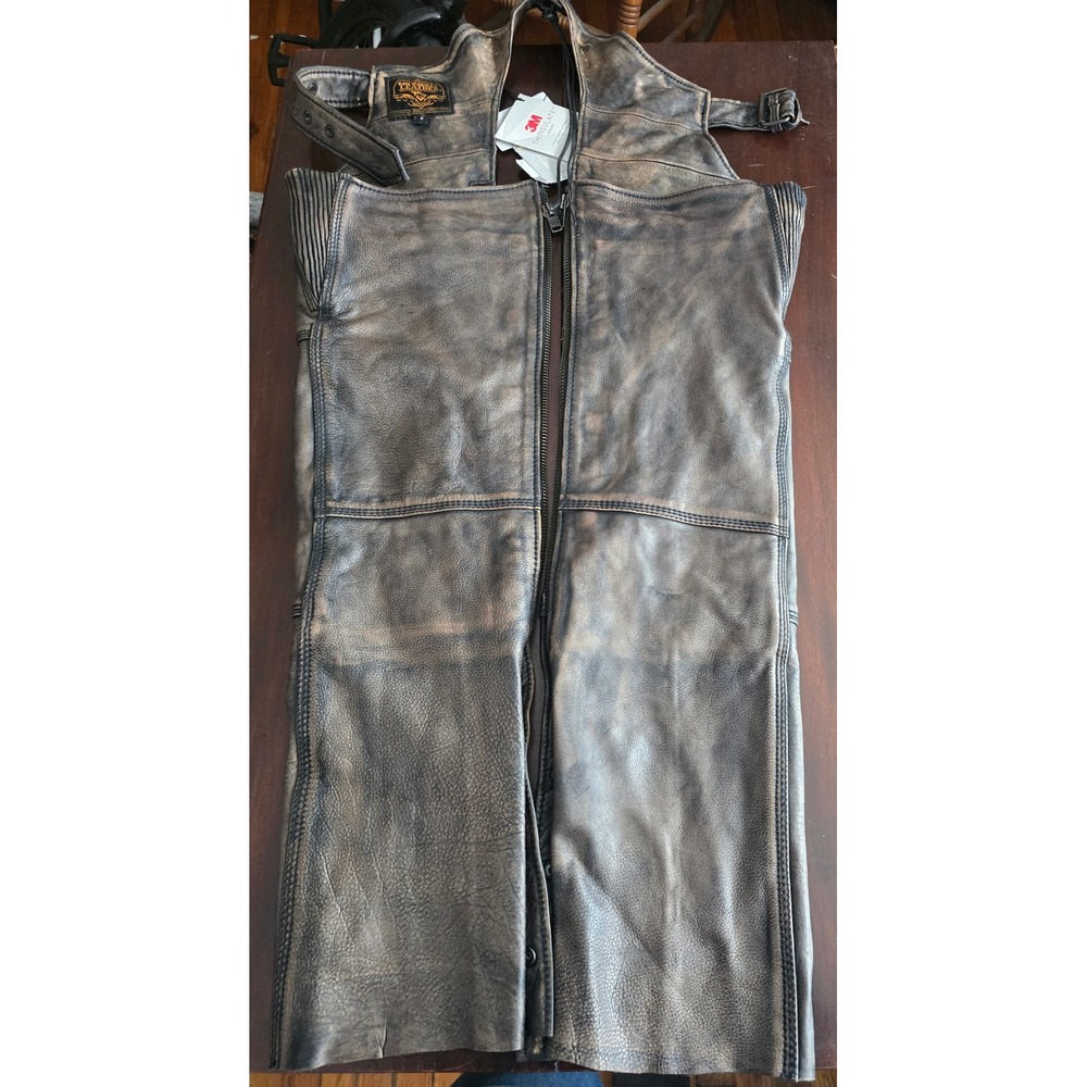 Milwaukee Leather Mens Distressed Brown‎ Leather Motorcycle Chaps Thinsulate S